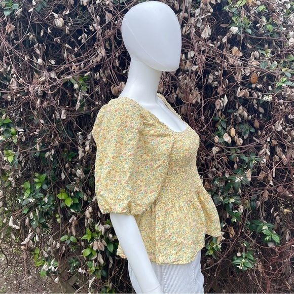 ANA Floral Print Puff Sleeve Peplum Crop Top - Picture 4 of 11